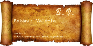 Bakányi Valéria névjegykártya